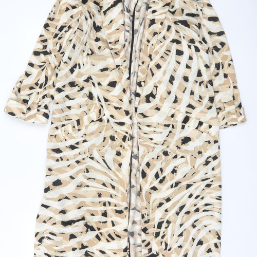 River Island Womens Beige Animal Print Long Trench Coat Size 8