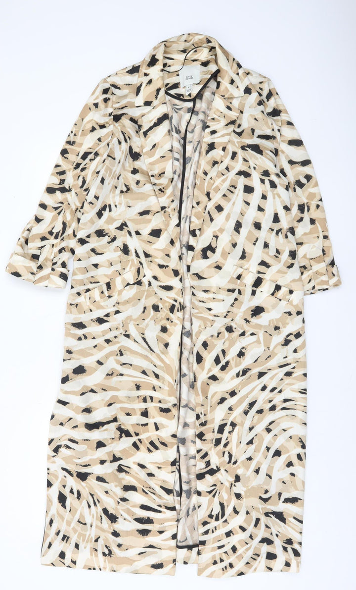 River Island Womens Beige Animal Print Long Trench Coat Size 8