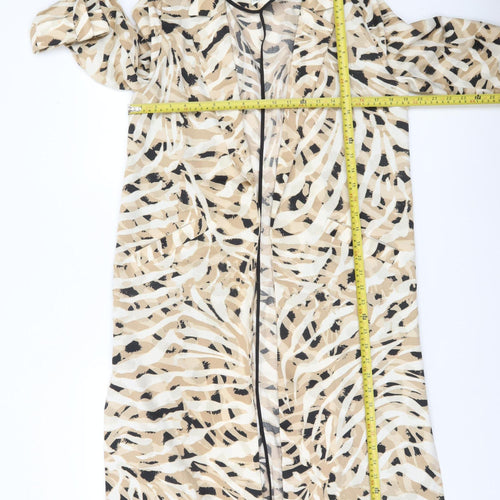 River Island Womens Beige Animal Print Long Trench Coat Size 8