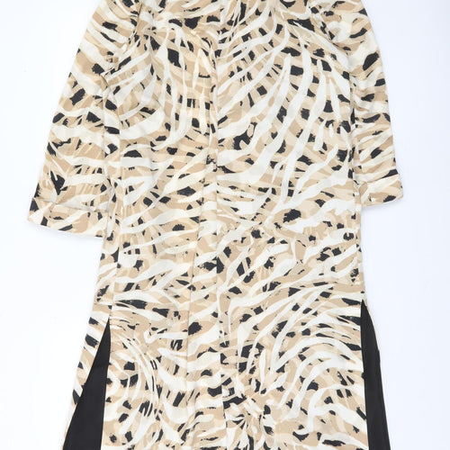 River Island Womens Beige Animal Print Long Trench Coat Size 8