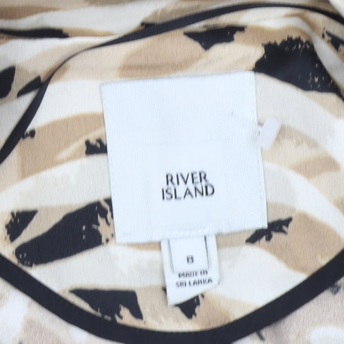 River Island Womens Beige Animal Print Long Trench Coat Size 8