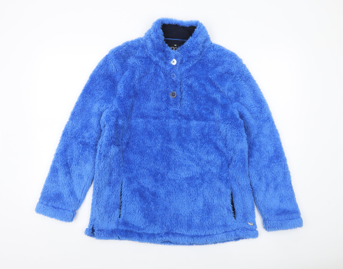 TIGI Women Blue Fleece Henley Pullover Sweatshirt Size 10/12