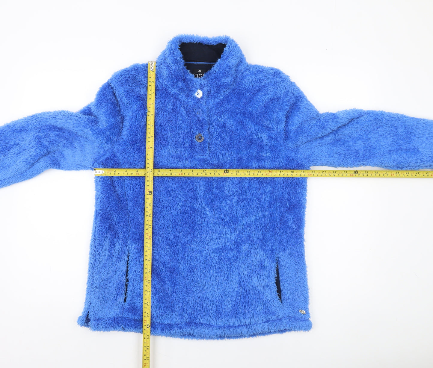 TIGI Women Blue Fleece Henley Pullover Sweatshirt Size 10/12