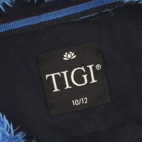 TIGI Women Blue Fleece Henley Pullover Sweatshirt Size 10/12