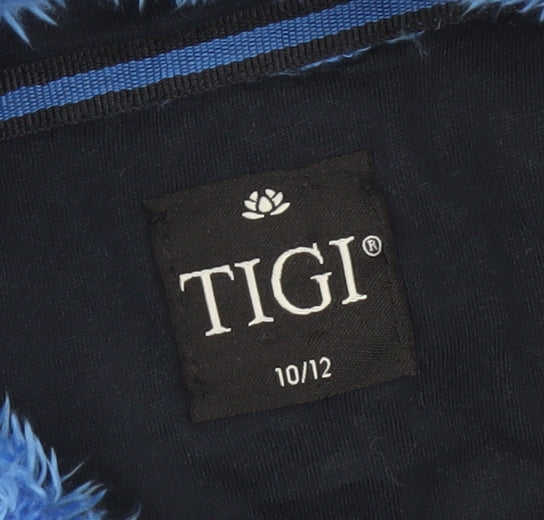 TIGI Women Blue Fleece Henley Pullover Sweatshirt Size 10/12