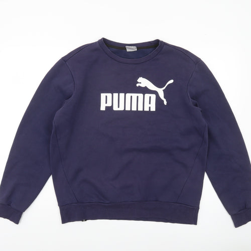 Puma Men's Blue Crew Neck Sweatshirt M Regular Fit Fleece Pullover