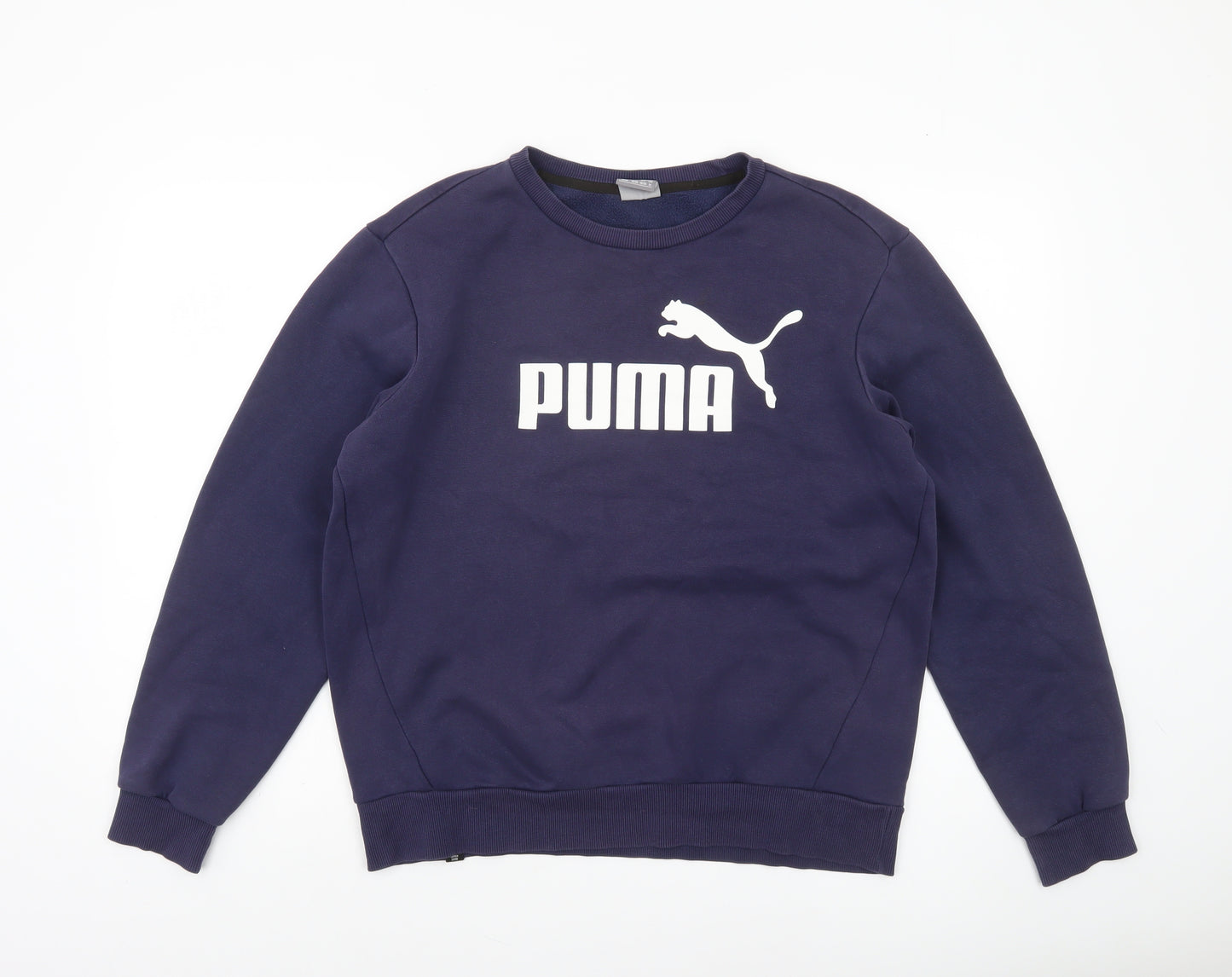Puma Men's Blue Crew Neck Sweatshirt M Regular Fit Fleece Pullover