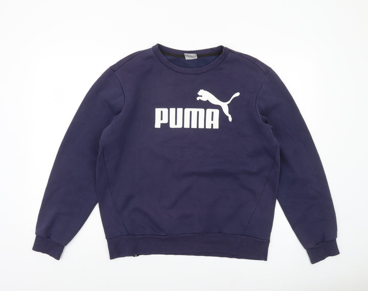 Puma Men's Blue Crew Neck Sweatshirt M Regular Fit Fleece Pullover