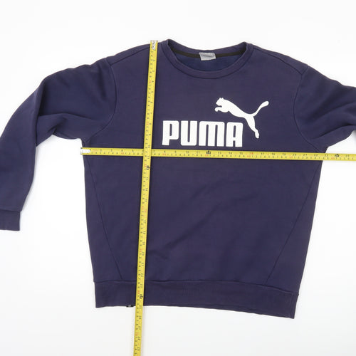 Puma Men's Blue Crew Neck Sweatshirt M Regular Fit Fleece Pullover