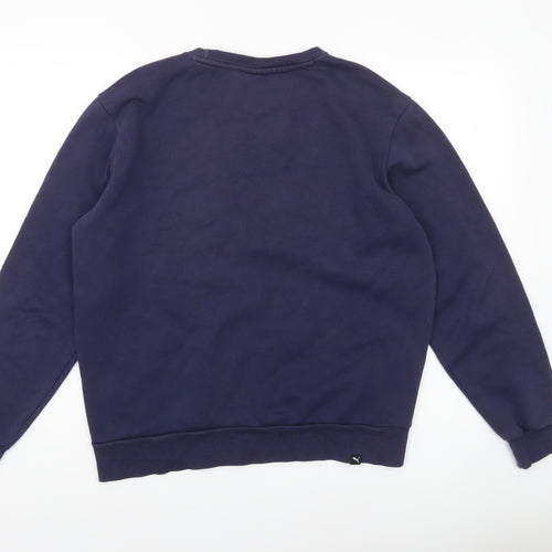 Puma Men's Blue Crew Neck Sweatshirt M Regular Fit Fleece Pullover