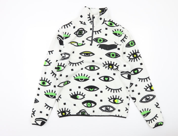 Neon Riot Men's White Graphic Fleece 1/2 Zip Sweatshirt Size S