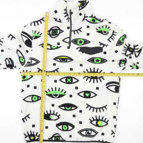 Neon Riot Men's White Graphic Fleece 1/2 Zip Sweatshirt Size S
