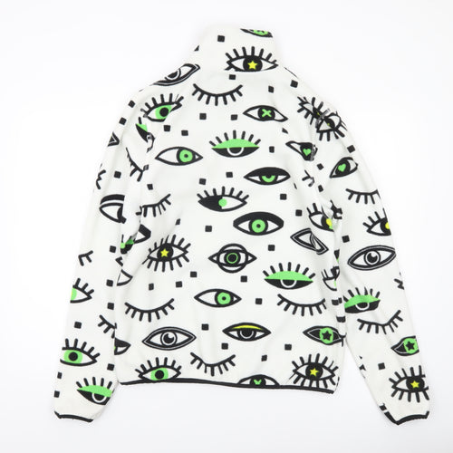 Neon Riot Men's White Graphic Fleece 1/2 Zip Sweatshirt Size S