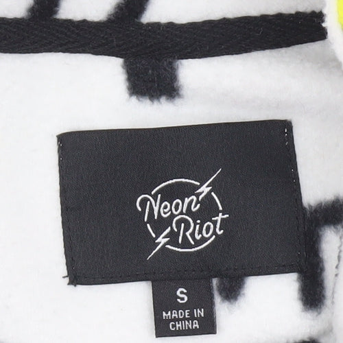 Neon Riot Men's White Graphic Fleece 1/2 Zip Sweatshirt Size S