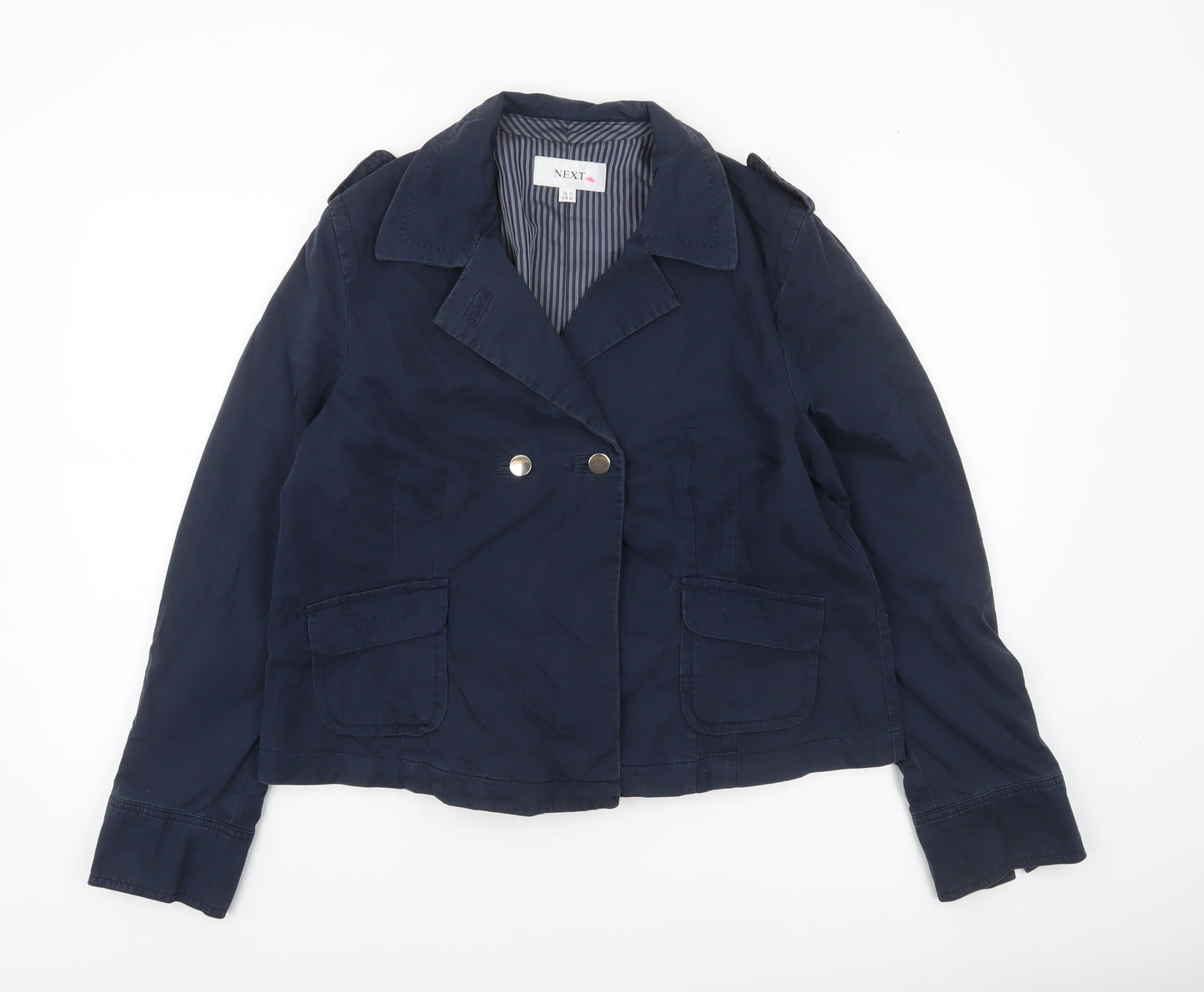 Next Women's Blue Cotton Short Jacket UK 14 Button Front