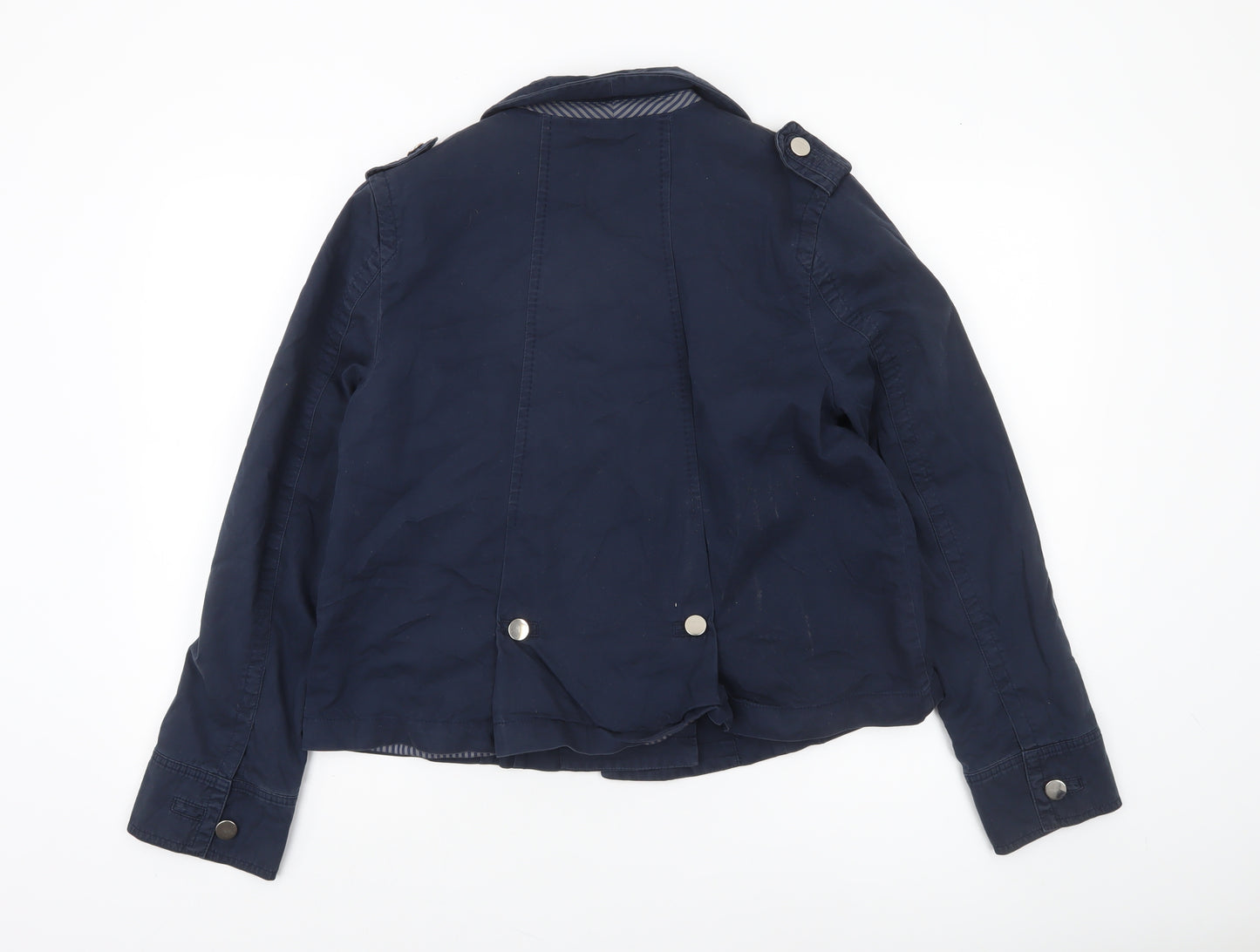 Next Women's Blue Cotton Short Jacket UK 14 Button Front