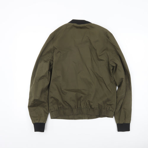 River Island Womens Green Bomber Jacket Size 12 Full Zip Casual
