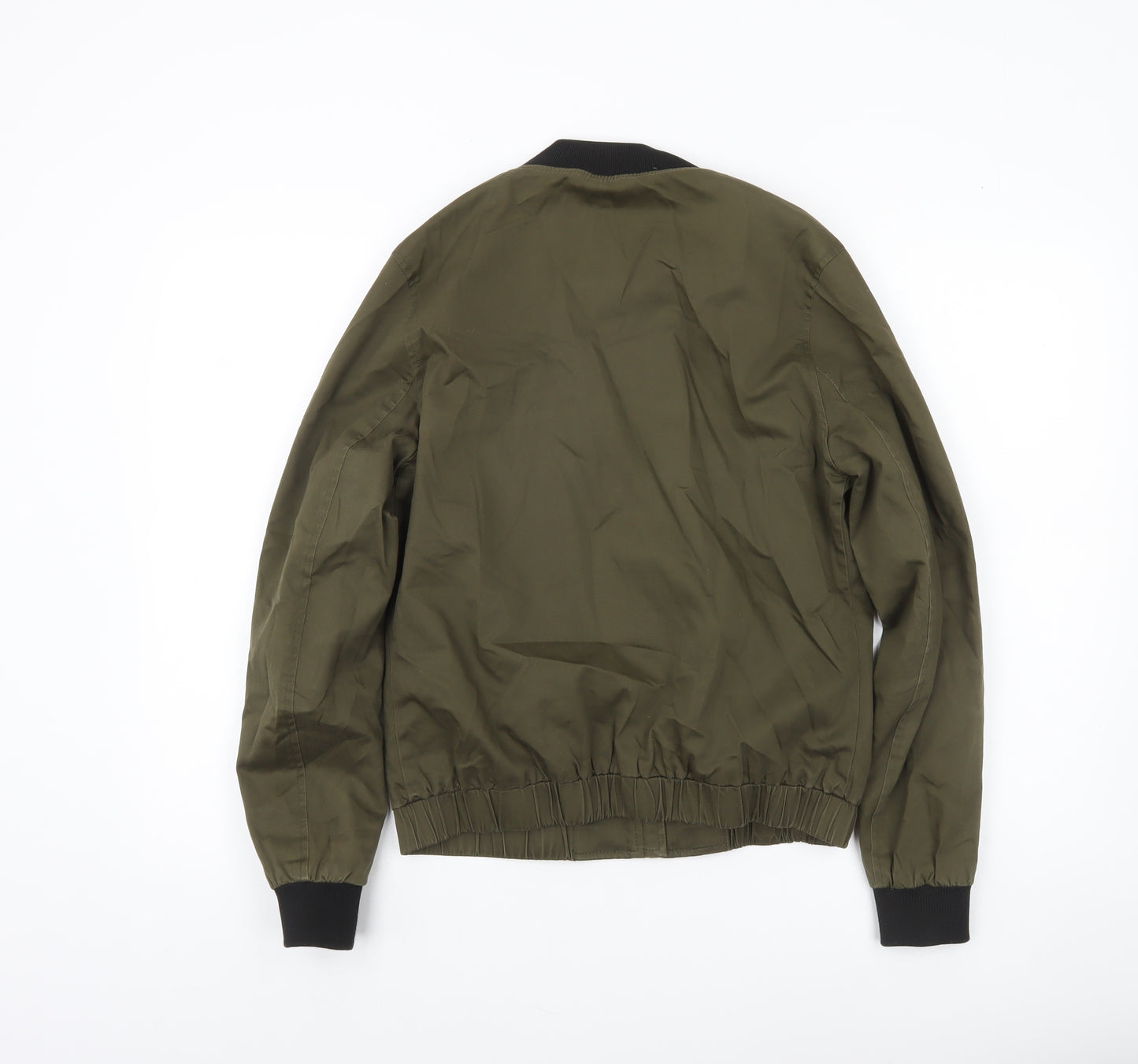 River Island Womens Green Bomber Jacket Size 12 Full Zip Casual