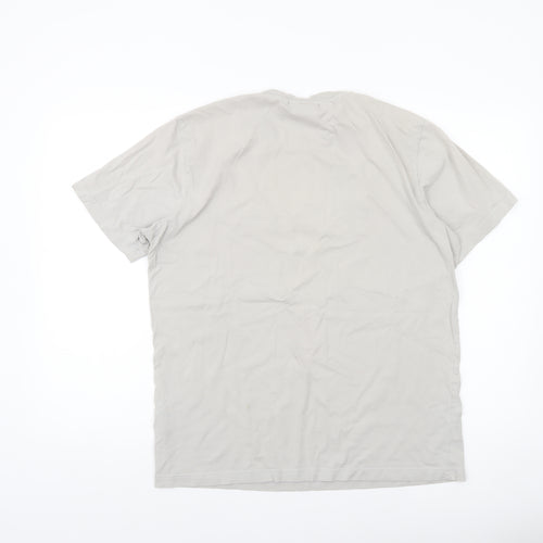 Nicce Men Beige Cotton Short Sleeve Crew Neck Logo T-Shirt Size L
