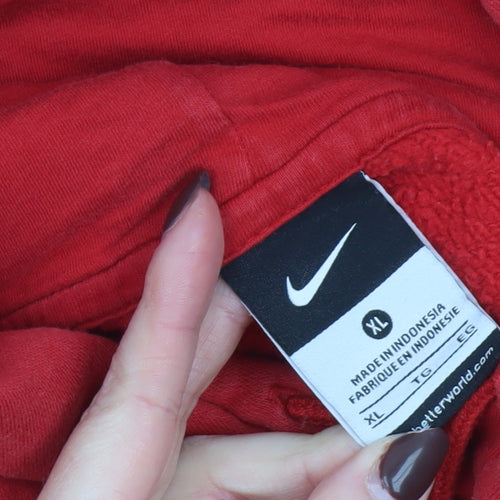 Nike Women's Red Pullover Hoodie XL Cotton Blend Casual Sweatshirt