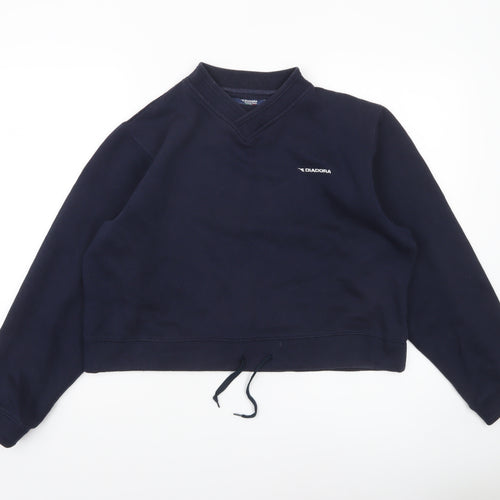 Diadora Women's Navy Blue V-Neck Pullover Sweatshirt Size 14