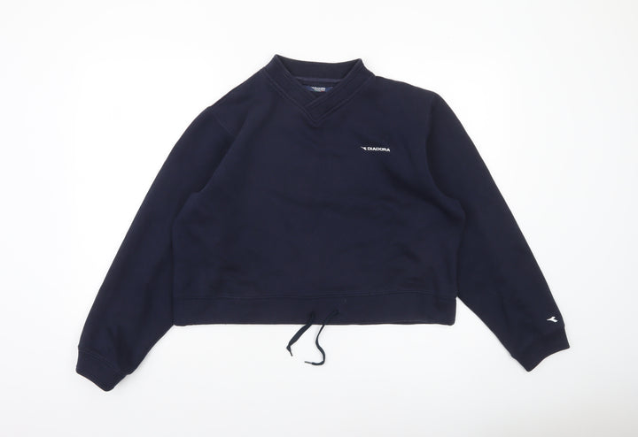 Diadora Women's Navy Blue V-Neck Pullover Sweatshirt Size 14