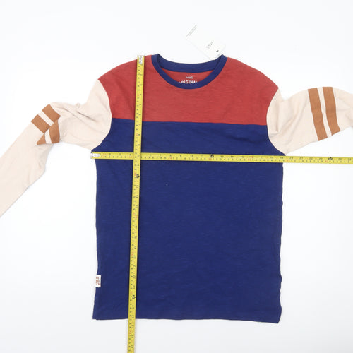 Marks and Spencer Boys Blue Colourblock Long Sleeve T-Shirt 13-14 Years