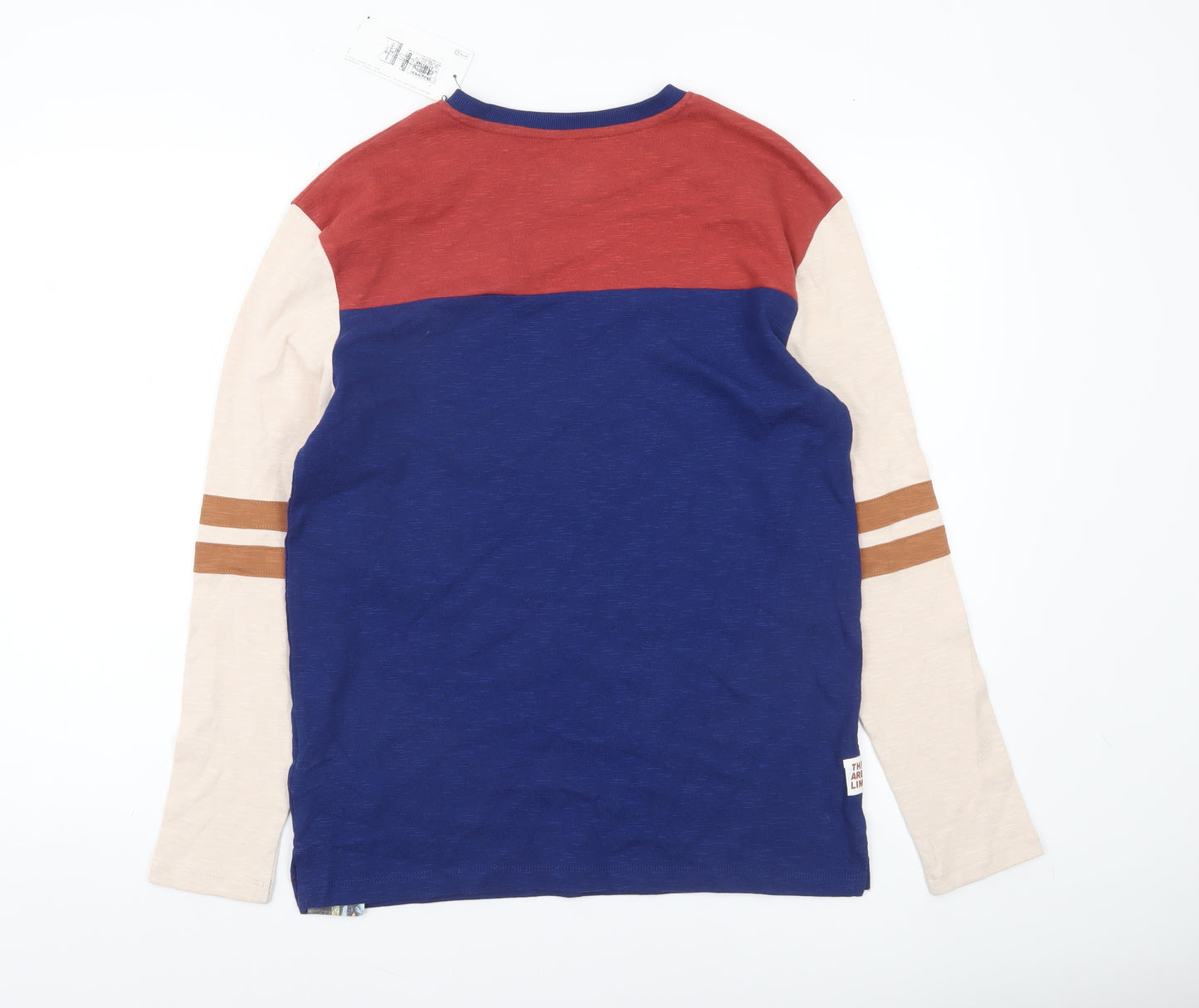 Marks and Spencer Boys Blue Colourblock Long Sleeve T-Shirt 13-14 Years