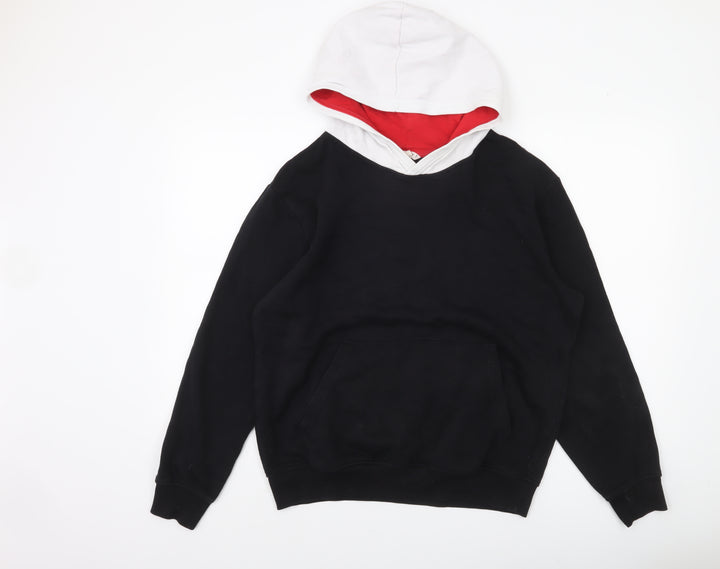 H&M Boys Black and White Pullover Hoodie Size 16 Years Cotton Blend