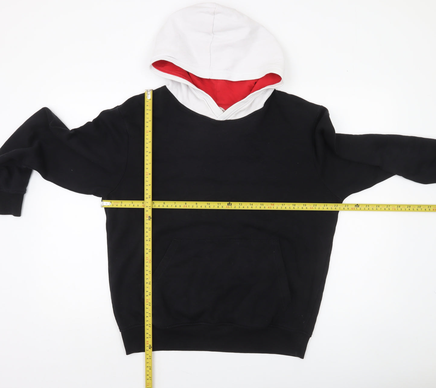 H&M Boys Black and White Pullover Hoodie Size 16 Years Cotton Blend