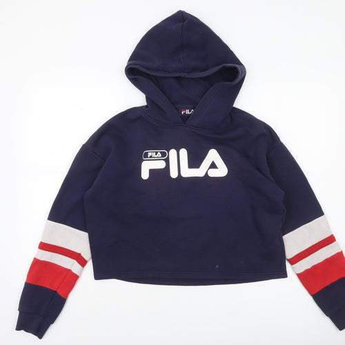 FILA Women’s Navy Pullover Hoodie S Cropped Logo Sweatshirt