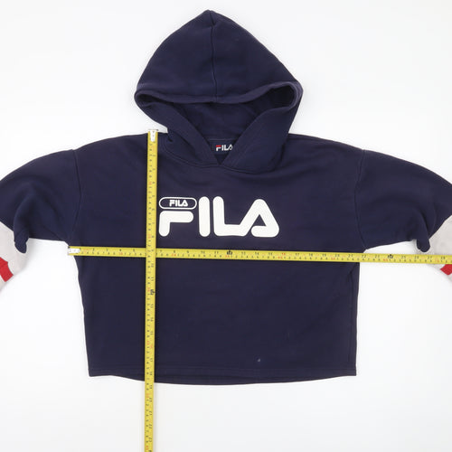 FILA Women’s Navy Pullover Hoodie S Cropped Logo Sweatshirt