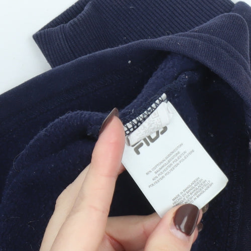 FILA Women’s Navy Pullover Hoodie S Cropped Logo Sweatshirt