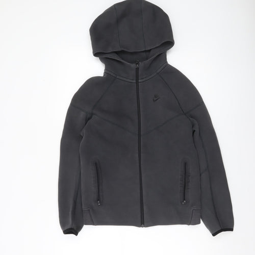 Nike Boys Grey Full Zip Hoodie Size 13-15 Years Fleece Lined