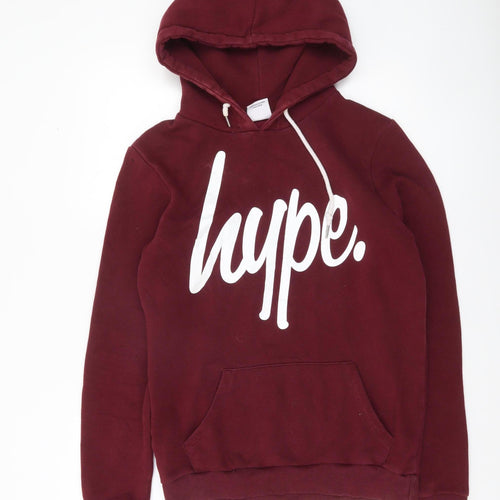 Hype Men's Red Pullover Hoodie Small Logo Graphic Print