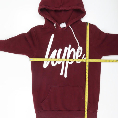 Hype Men's Red Pullover Hoodie Small Logo Graphic Print