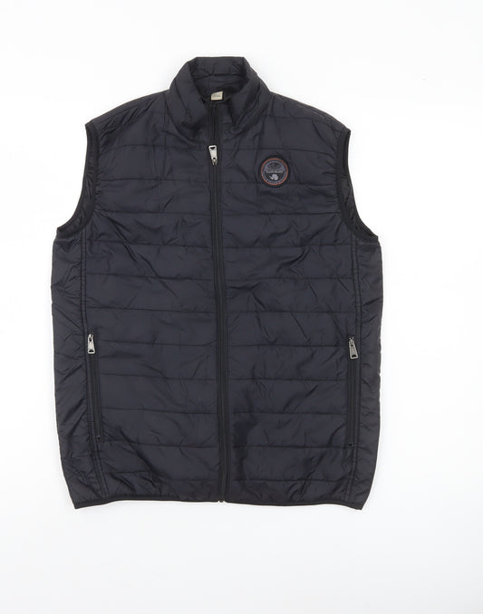 Napapijri Boys Black Padded Bodywarmer Waistcoat Size 14 Years