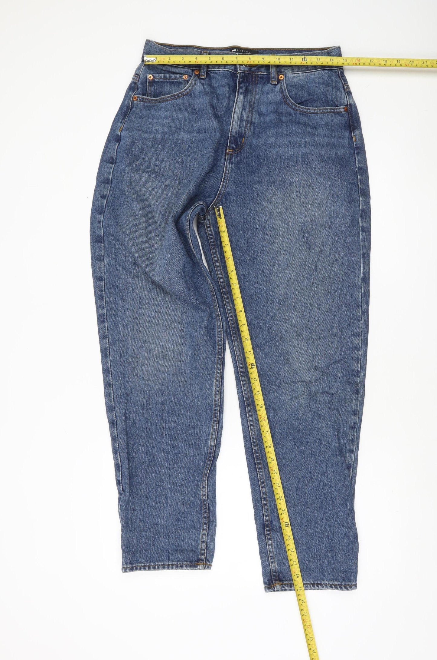 ASOS Design Women's Blue Mom Jeans Size 12 High Rise 100% Cotton