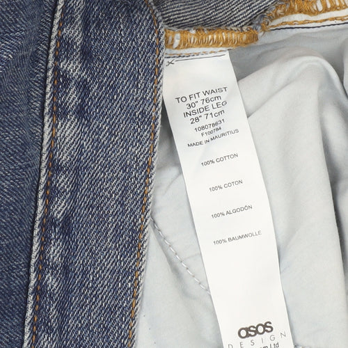 ASOS Design Women's Blue Mom Jeans Size 12 High Rise 100% Cotton