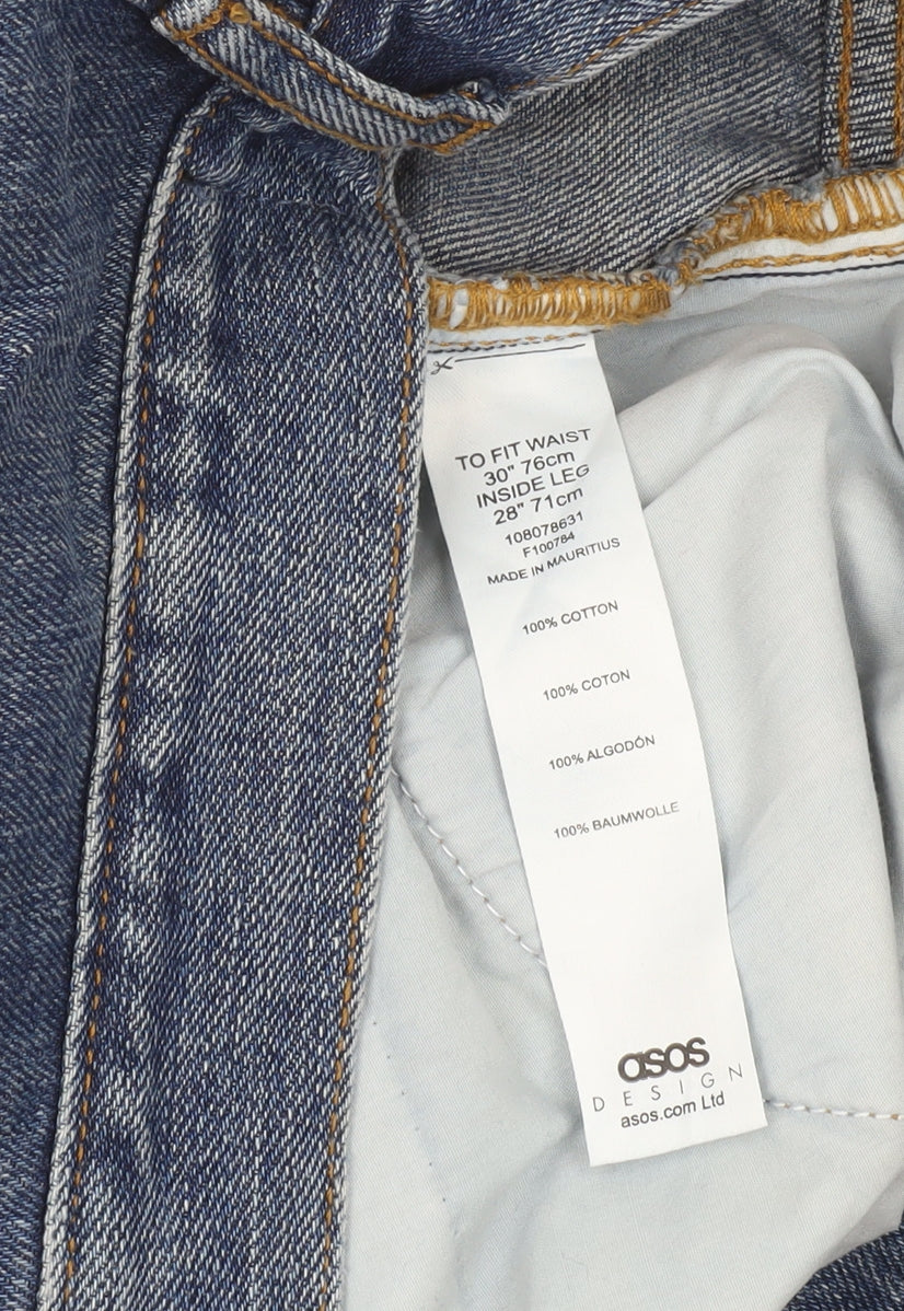 ASOS Design Women's Blue Mom Jeans Size 12 High Rise 100% Cotton