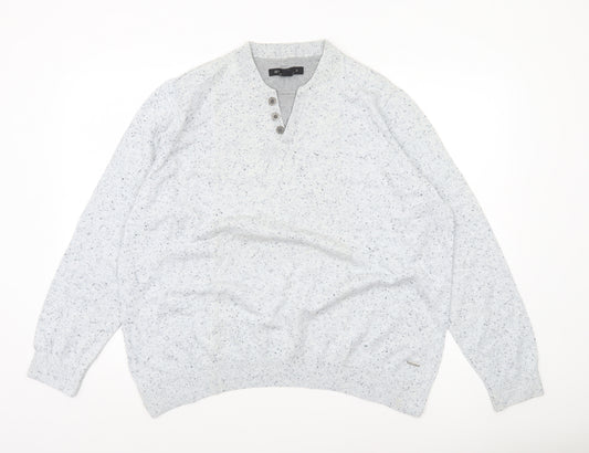 CODE Mens Grey 2XL Henley Knit Jumper Long Sleeve Casual