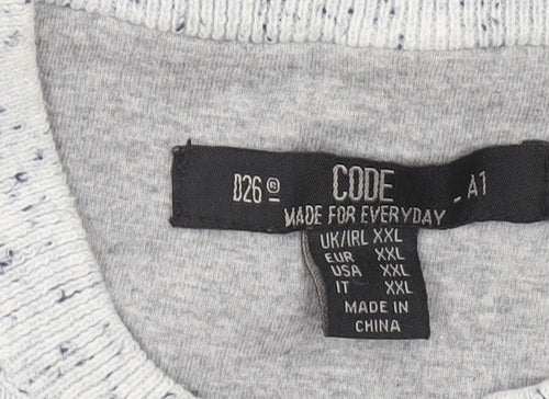 CODE Mens Grey 2XL Henley Knit Jumper Long Sleeve Casual