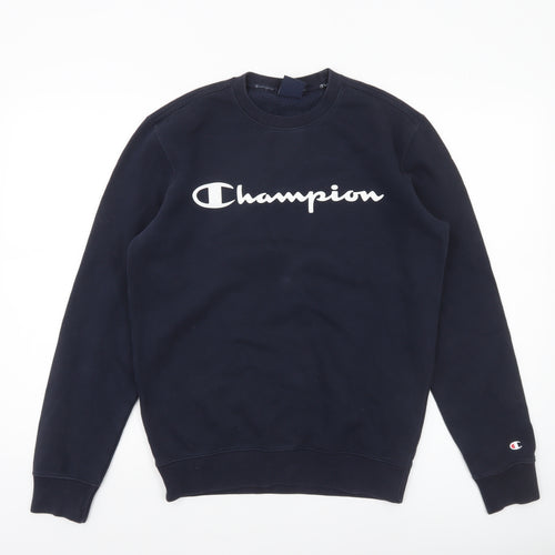 Champion Men's Blue Small Pullover Sweatshirt Logo Crew Neck Fleece