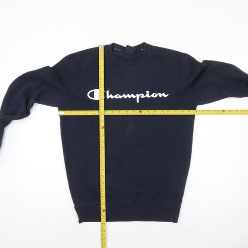 Champion Men's Blue Small Pullover Sweatshirt Logo Crew Neck Fleece