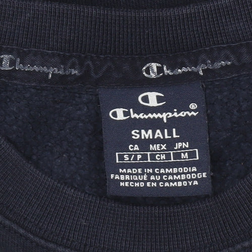 Champion Men's Blue Small Pullover Sweatshirt Logo Crew Neck Fleece