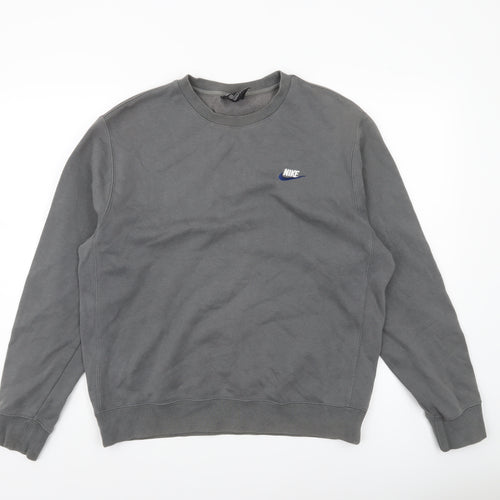 Nike Men's Grey Crew Neck Sweatshirt M Regular Fit Pullover