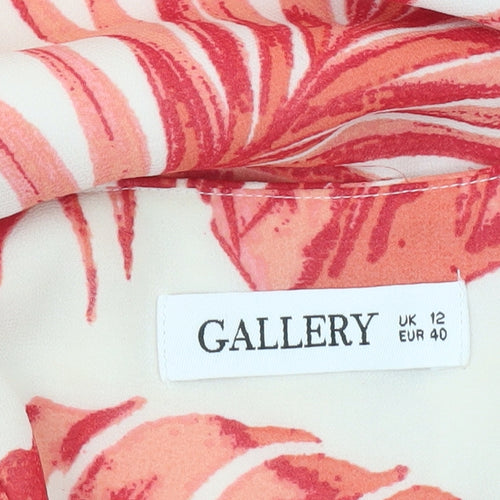 Gallery Women’s Red Floral Print Long Sleeve V-Neck Blouse Size 12