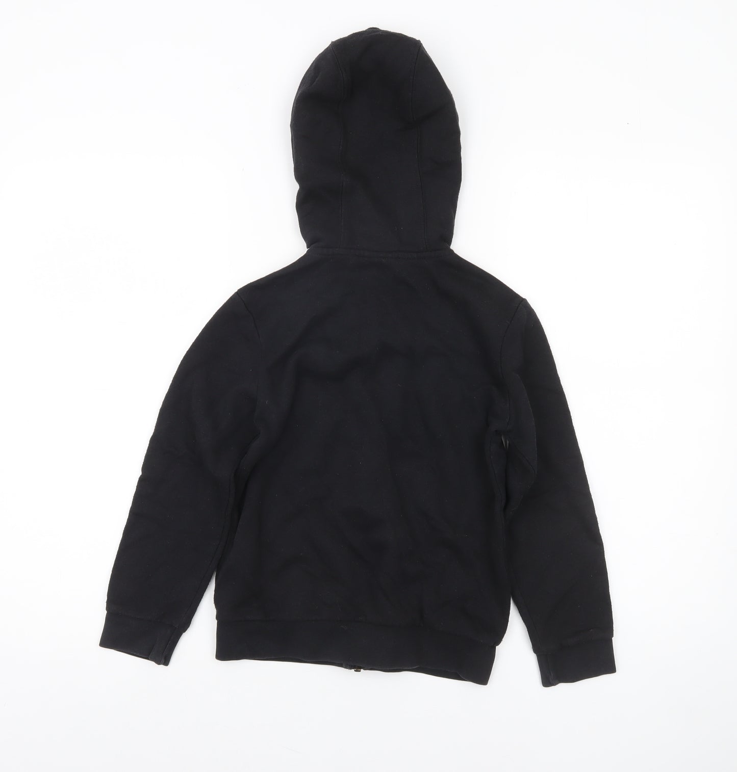 Adidas Boys Black Full Zip Hoodie 7-8 Years Cotton Blend Sportswear