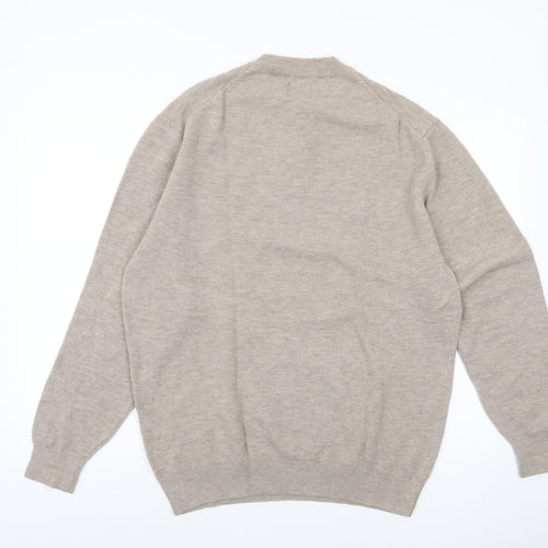 Magee Men Beige 2XL Merino Wool Henley Jumper Lightweight Knit