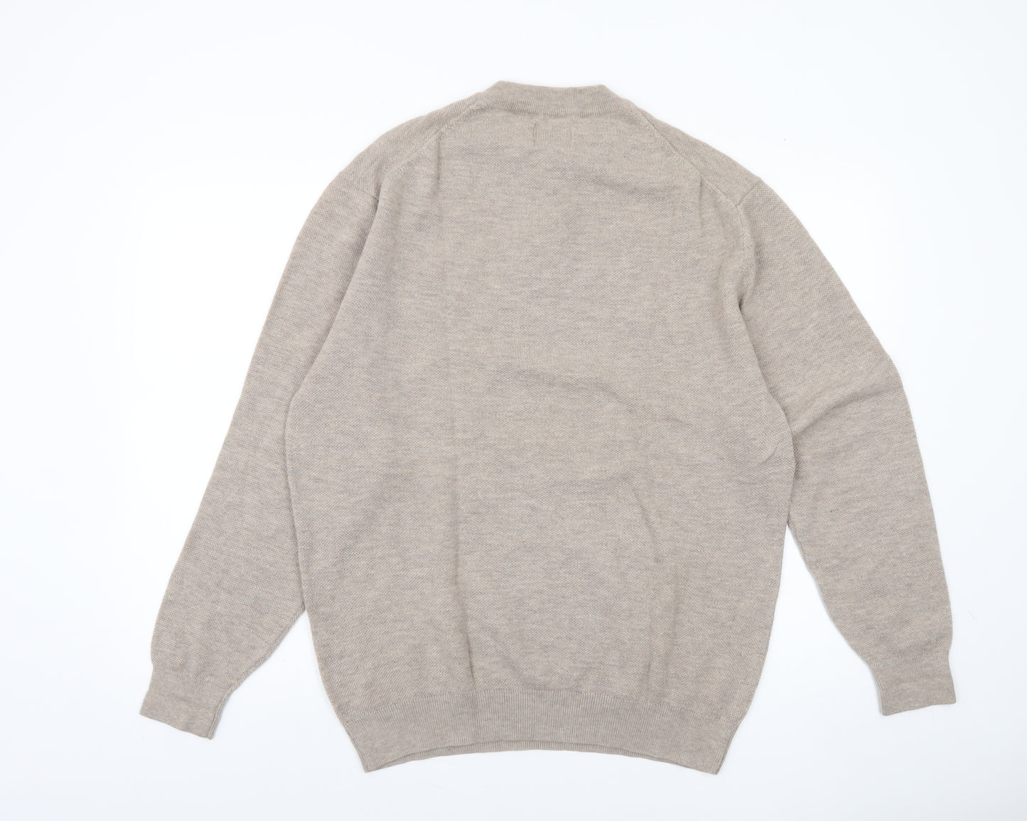 Magee Men Beige 2XL Merino Wool Henley Jumper Lightweight Knit